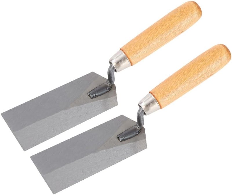 LSGZJZY Steel Masonry Margin Trowel, 5 x 2 Inch Blade, Wooden Handle, Professional Construction Tool for Bricklaying and Concrete Work.(2 Pack) - Image 1